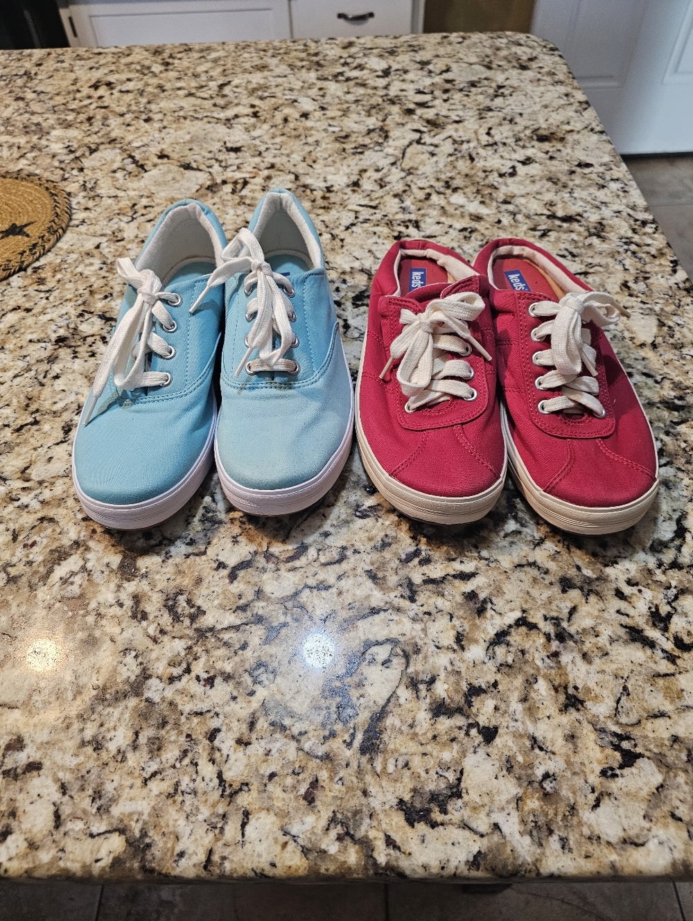 Keds Canvas Lace-Up Sneakers in Light Blue and Pink